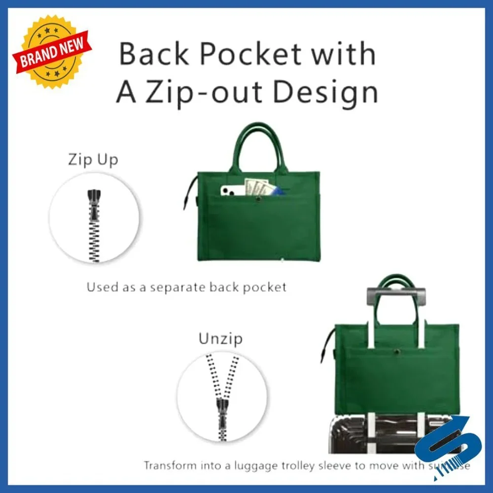 Heavy-Duty Canvas Tote Bag Adjustable Crossbody Shoulder Handbag 9 Pockets